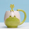 Xfeyaqlo Tasse Grenouille Tasse avec Cuillère, Tasse de Petit Déjeuner Tasse Mignonne Mug, Tasse a The Grande Tasse avec Une CuillèRe Qui Pend Du Mur