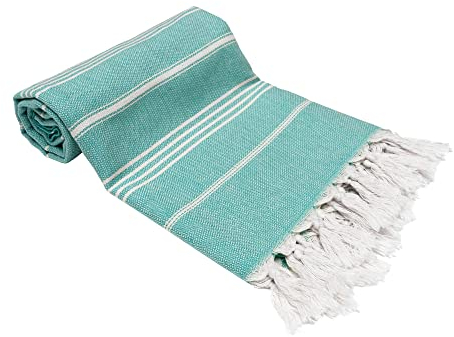 Turquoise Home Türkisches Pestemal Hamamtuch XXL 100% Bio-Baumwolle, handgewebt, leicht & schnelltrocknend, Strand-, Sauna- & Badetuch, 100x180 cm,