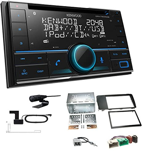 Kenwood DPX-7300DAB 2-DIN Autoradio mit Bluetooth Digitalradio DAB+ USB CD passend für Volvo V70 II 2004-2007 schwarz 2004-2007