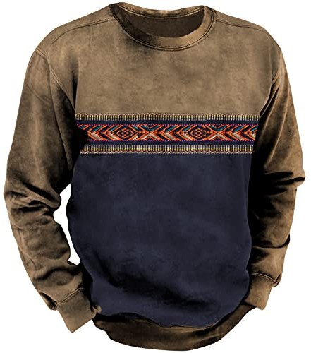 Pullover Herren Vintage Sweatshirts Indian Nation Druck Kapuzenpullover mit Kängurutasche einfarbig Sportswear Lässige Langarmshirt Streetwear Lustige Hoodies Männer Herbst Winter Western Tops