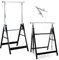 QMBasic 2X 200 kg Stahl KlappBock im Set mit Multitool | Black Line Teleskop Unterstellbock 7-Fach verstellbar bis 130 cm Stützbock Gerüstbock Metallbock klappbar
