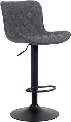 CLP Barhocker Emma I Höhenverstellbarer Barstuhl I 360° Drehstuhl Mit Rückenlehne Für Küche Und Bistro, Farbe:schwarz, Material:Stoff
