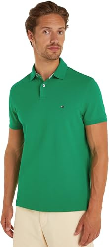 Tommy Hilfiger Polo de Manga Corta Hombre 1985 Regular Fit, Verde (Olympic Green), XS