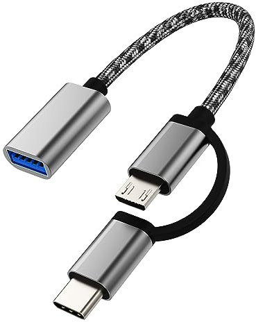 Adattatore USB a USB C Micro USB Presa (2 in 1) compatibile con Samsung Galaxy Huawei Xiaomi Redmi Apple iPhone 15 Pro Max Plus iPad USB A OTG Cavo Macbook Tipo Thunderbolt Cavo Convertitore