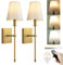 PASSICA DECOR Wiress Battery Operated Wall Lights Set of 2, Rechargeable Wall Lights with Dimmable Light Bulb, Remoted Control, Wireless Lamp Fixture for Bedroom Living Hallway Gold