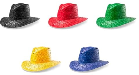 DISOK Lote 25 Sombreros de Paja Colour. Complementos para bodas y fiestas. Bodas, eventos. (Negro)