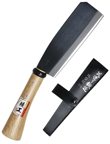 KAKURI Japanisches NATA Beil Werkzeug 17,8 cm [Einzelschrägung] Hergestellt in Japan, Robustes Gartenaxtwerkzeug mit Holzgriff zum Schneiden, Rasieren, Schnitzen, Hacken