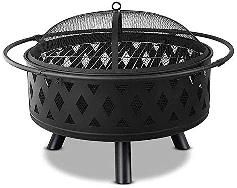 Feuerstelle mit BBQ-Grillregal, Outdoor-Metall-Kohlenbecken in Stern-Mond-Form, Garten-Terrassenheizung, Camping-Schüssel, Grill mit Grill (Sternmond)