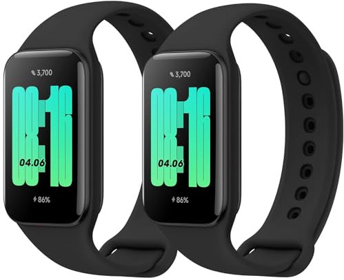 2Pezzi Cinturino per Xiaomi Redmi Band 2 /Xiaomi Mi Band 8 Active, Cinturini Silicone Morbido Braccialetto di Ricambio per for Redmi Smart Band 2 Orologio