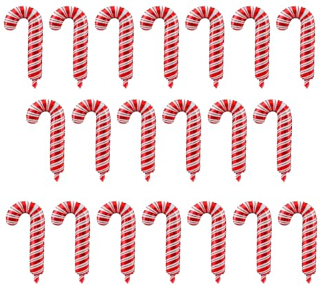 Maloftars 20 stück Helium Folienballon Weihnachten Luftballons Candy Cane Ballon Luftballons Große Aufblasbare Rot Weiß Candy Luftballons für Weihnachtens Holiday Party Zuhause Dekoration 40x84cm