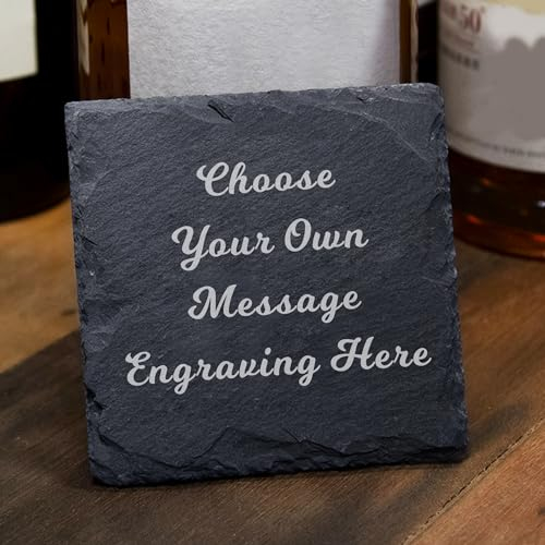 Personalised Coaster Gifts Engraved Personalised Slate Coasters Gifts for Women Men Grandad Sister Christmas Birthday Square Cup Mat Mug Coaster Table Place Mat(Design 1)