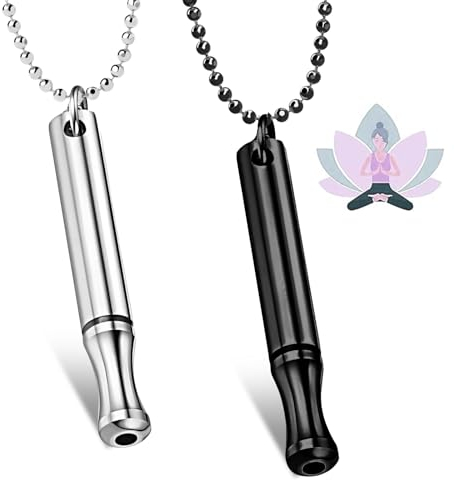 MHDUYEG Anapana Collier de Respiration 2pcs Sans Fumée Collier Hoki Contre Anxiété Contre Anxiété Collier Höki pour Méditation, Relaxation, Apaisement, Ralentissement de la Respiration(Noir, Argent)