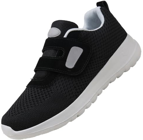 AEHO Pantofole per Anziani Donna Riabilitazione postoperatoria Vecchie Scarpe Scarpe gonfie Piede Regolabile Leggero Scarpe per Il Piede diabetico Primaverili e Autunnali,Nero,38/240mm