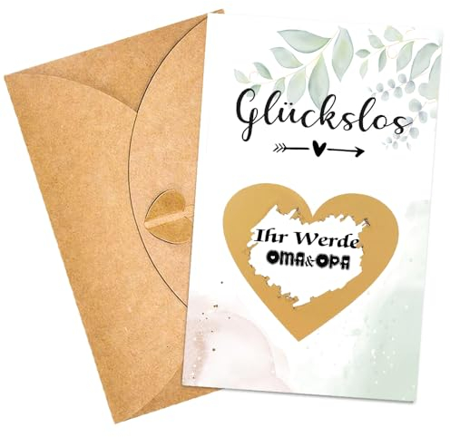 ZELAITE Schwangerschaft verkünden Oma und Opa mit Rubbelkarten, Rubbelkarte Ihr werdet Großeltern mit Kuvert, Überraschung Geschenke für die Großeltern zum Schwangerschaft verkünden (Oma & Opa)