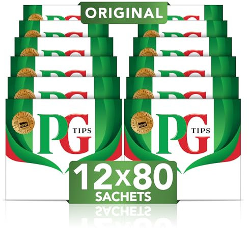 PG Tips | One Cup Tea | Original | Schwarzer Tee | Kreiert für echte Teeliebhaber seit 1930 | Erfrischendster und aromatischster Geschmack | 12er Pack | 12 x 80 Schwarzteebeutel