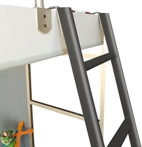 Bett-Ersatzleitern aus Metall – Universal-Bettleiter mit Haken, multifunktionale Etagenbettleiter für Hochbett, Seitenaufstiegsleiter für Hochbett, schwarzes Schmiedeeisen – Tragkraft 330 lb