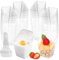 LPAMABA 50 Stück Desserttasse mit 50 Stück Löffeln 90ml Dessertgläser Plastik Klare Dessertschalen Wiederverwendbar Desserttassen Trapezoid Becher für Zuhause Desserts Pudding Mousse Eis Party