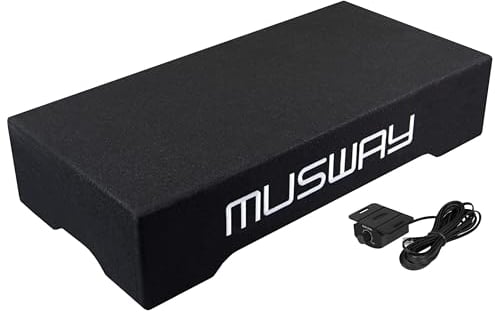 Musway MF210A - AKTIVES SUBWOOFER-System IN FLACH-BAUWEISE (DOWNFIRE) MIT 25 cm (10“) SUBWOOFER UND PASSIVMEMBRAN | INTEGRIERTER VERSTÄRKER MIT 800 Watt max.