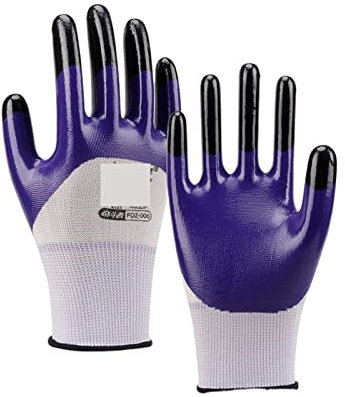 Schnittschutzhandschuhe, Stärken Sie Finger-Nitril-Arbeitshandschuhe Glatte Polyester-Industrie-Handschuh-Sicherheitshandschuhe for Bau-Gartenarbeit-Handschuhe Atmungsaktiv, ölbeständig(3 pairs-m)