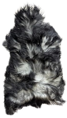 Tenhofen Premium Lammfell Teppich Schlafzimmer & Bettvorleger - Lammfell Echt Fell Teppich aus öko. Gerbung - Dekofell Fellteppich (Schwarz Langhaar Island, L: 110-120 cm)