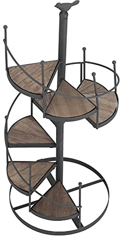 Srliya Multifunktionales Wendeltreppen-Pflanzenregal mit Regalen, Balkon und Wohnzimmer, aus Eisen und Holz, Geeignet für den Langzeitgebrauch