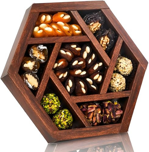 Palanci | Hexagon Pralinen | Gesunde Snacks 515 gr. | Vegane Süßigkeiten Mix | zuckerarm | getrocknete Aprikosen, Pistazien, Mandeln, Datteln mit Walnüsse | Trockenfrüchte | Geschenkset Geschenk