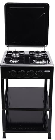 DAOHHFO Cocina de gas independiente con 4 quemadores independientes, cocina de gas independiente, ideal para cocinas y exteriores, con soporte antideslizante y doble estante (49 x 49 x 79 cm), color
