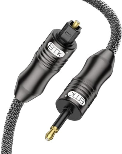 EMK Optical Cables Toslink to Mini Toslink Cable 3.5 SPDIF Fiber Optic Audio Cords Mini 3.5(NOT AUX) Joint Optical Cable for Soundbar, TV, Chromecast Audio, DAC (4Metres)
