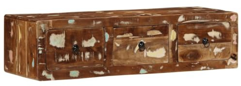 vidaXL TV-Wandschrank 100x32x25 cm Altholz Massivholz