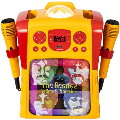 The Beatles Yellow Submarine Karaoke Machine YSK500 – Bluetooth Speaker with 2 Microphones, Voice Changer, Led Light Show, USB Recording & Tablet Holder