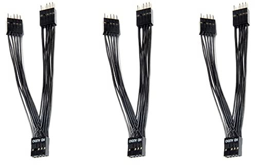 Lioggyet 3X Carte Mère Audio HD Câble D'Extension 9Pin 1 à 2 Mâle Y Séparateur Câble Noir pour PC Bricolage 10cm