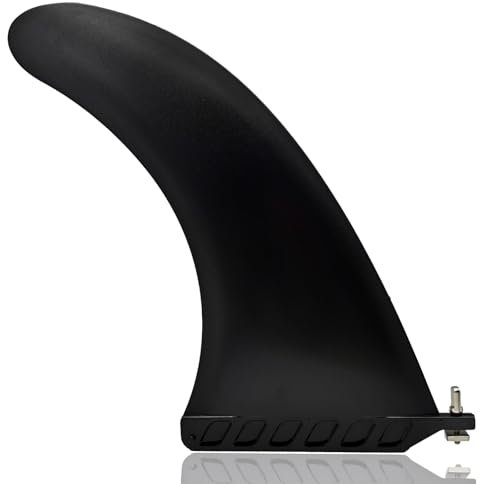 Anfyko 10 SUP Fin Surf Fin - Free No Tool Paddle Board Fin with Screw - Reinforced Nylon & Fiberglass Center Fin with Classic Curved Design for Longboard, Surfboard, Paddleboard