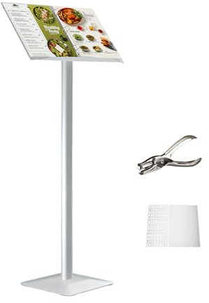 KEBMCHN Informationsschild Aufsteller Silber (19,3x13,78 Zoll) Menü-Präsentationsständer, Speisekartenhalter, Restaurant Menü Karte, Kundenstopper, Ideal für Gastronomie, Restaurant & Café