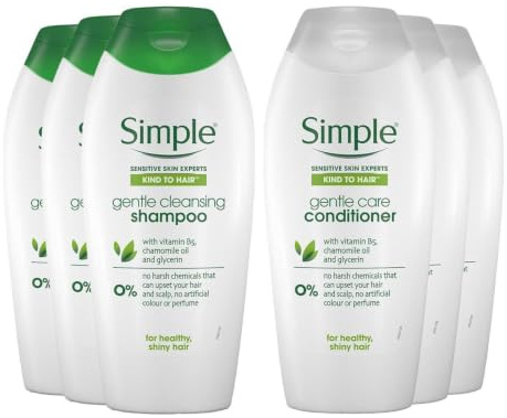 Simple Kind to Hair Shampoo & Conditioner Set 400ml 3 Pack Gentel Hair Care