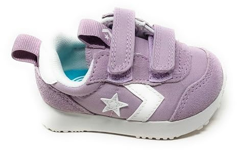 Converse Omega Trainer Schuhe für Mädchen A14383C Lila und Weiß mit doppeltem Klettverschluss mit dämpfender Sohle, Flieder Weiß, 26 EU