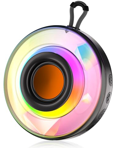 QXUFV Enceinte Bluetooth Portable sans Fil, Mini Haut-Parleur LED Étanche IPX6, Carte TF, Cordon, Son Stéréo HD, Basses Puissantes, Autonomie Longue, Idéale pour Plein Air, Fêtes et Voyages