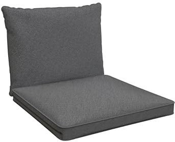 POKAR Loungekissen 2er Set: 1x Sitzkissen 50x50x5 cm + 1x Rückenlehne 50x40x15 cm | Auflagen für Rattanmöbel und Gartenstuhl | Stuhlkissen für Gartenmöbel | Oeko-Tex | Made in EU | Grau