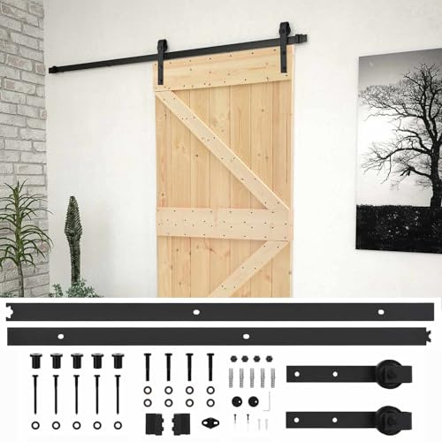 Qnhdfrt Porta Scorrevole Interno Legno Massello Pino Binario Acciaio | Porta scorrevole salvaspazio in pino massello naturale e acciaio nero, ideale per separare soggiorno, studio o camera.