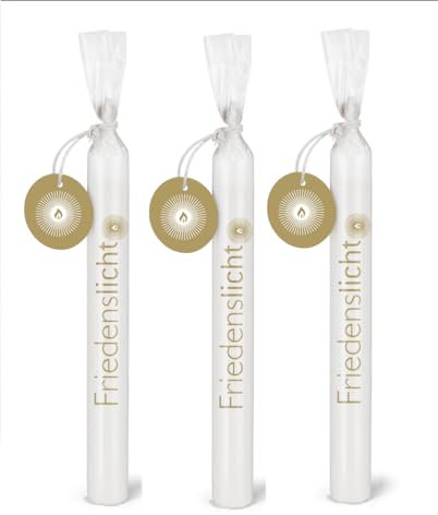 Kerze 'Wünschelicht 3er Set 'Friedenslicht' Golddruck - Bulla Design..