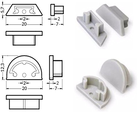 MEC Light 2er Set Endkappen für Profil Ela biegsame Leiste