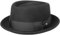 LIERYS Crushable Pork Pie Hut Herren/Damen - Hut aus 100% Wollfilz - Wasserabweisender Filzhut - Mit Garniturband - Made in Italy - Herbst/Winter schwarz 58 cm