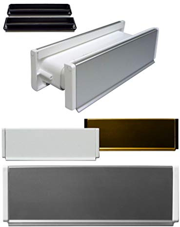 Aluminium-Briefeinwurf-m.Schacht-Nr.1-270 x 80 mm-Briefkasten-Briefschlitz-Briefklappe (270 x 78 mm, Alu. Silber = Kanten weiß)