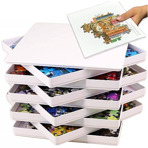 AllwaySmart Kids Puzzibly 8 Puzzle Sorting Trays with Lid Jigsaw Puzzle sorters Organizers fit 1000 Pieces Gift for puzzlers