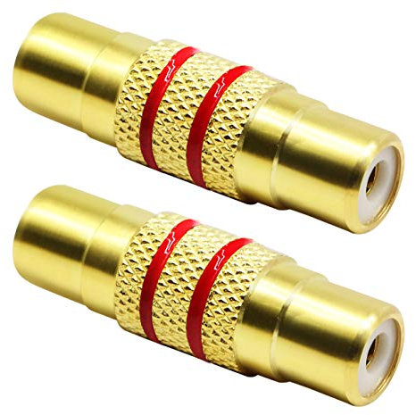 zdyCGTime Gold Plated Audio Video RCA Female to RCA Female Coupler Adapter,A/V Joiner Video and Audio Coupler Metal Adapter (1 RCA/2-Pack)