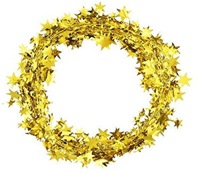oocc Sterngirlande, Lametta-Draht-Girlande für Weihnachten, Valentinstag, Neujahr, Geburtstag, Ausstellung, Hochzeit, Babyparty, Urlaub, Party, Basteln, Heimdekoration, 7,6 m, 2 Stück (Gold)