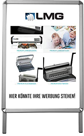Premium Plakatständer A1 - Wetterfester Kundestopper in Silber, Werbeaufsteller für die professioenelle Präsentation - Fester Stand, Aluminum Klemmschienen für leichtes Wechseln