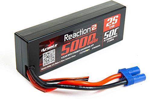 7.4V 5000mAh 2S 50C Reaction 2.0 Hard Case LiPo Battery: EC5