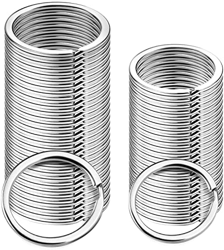 Sopito 100Pcs Anneaux Porte Clé, Anneau Clef, 25mm et 28mm Convient pour Les Clés de Voiture, Chambre, Bureau, Plats Anneau Porte Clef pour Ranger Différentes Clés, DIY et Artisanat