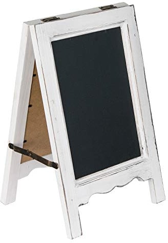 Mini-Tischtafel mit A-Rahmen, doppelseitig, Schiefertafel, 38,1 cm weiß