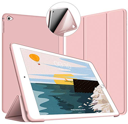 VAGHVEO Custodia per iPad Air 2, Ultra Sottile e Leggere [Auto Svegliati/Sonno] con Protezione Elevato Morbido TPU Soft Silicone Smart Cover Case per Apple iPad Air 2 (Modelli A1566 A1567), Rosa